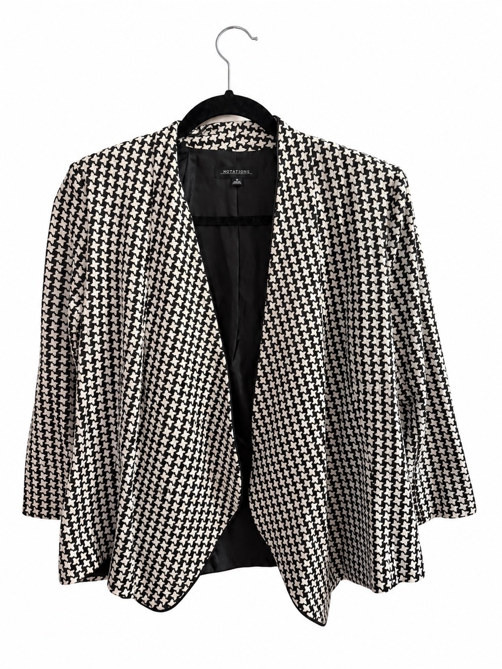 Notations Black & White Patterned Open Blazer size small